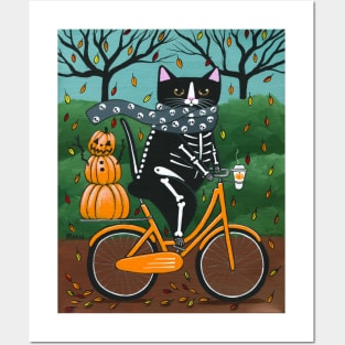 Autumn Skellie Cat Bicycle Ride Posters and Art